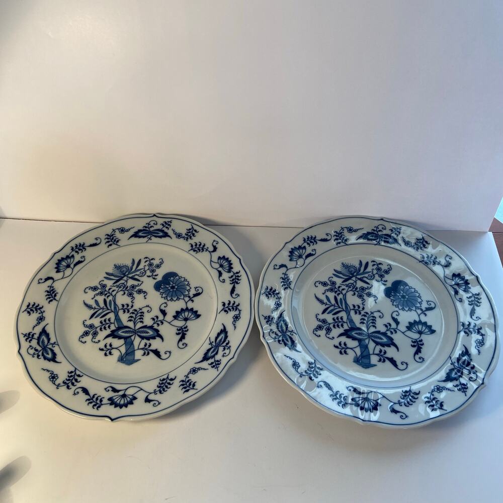 (2) Blue Danube Dinner Plate Vintage Japan Blue Onion Rectangle Boxed Mark GUC